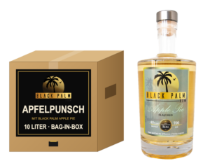 Black Palm Apfelpunsch 10 Liter Bag-in-Box mit Apple Pie Rum Flasche